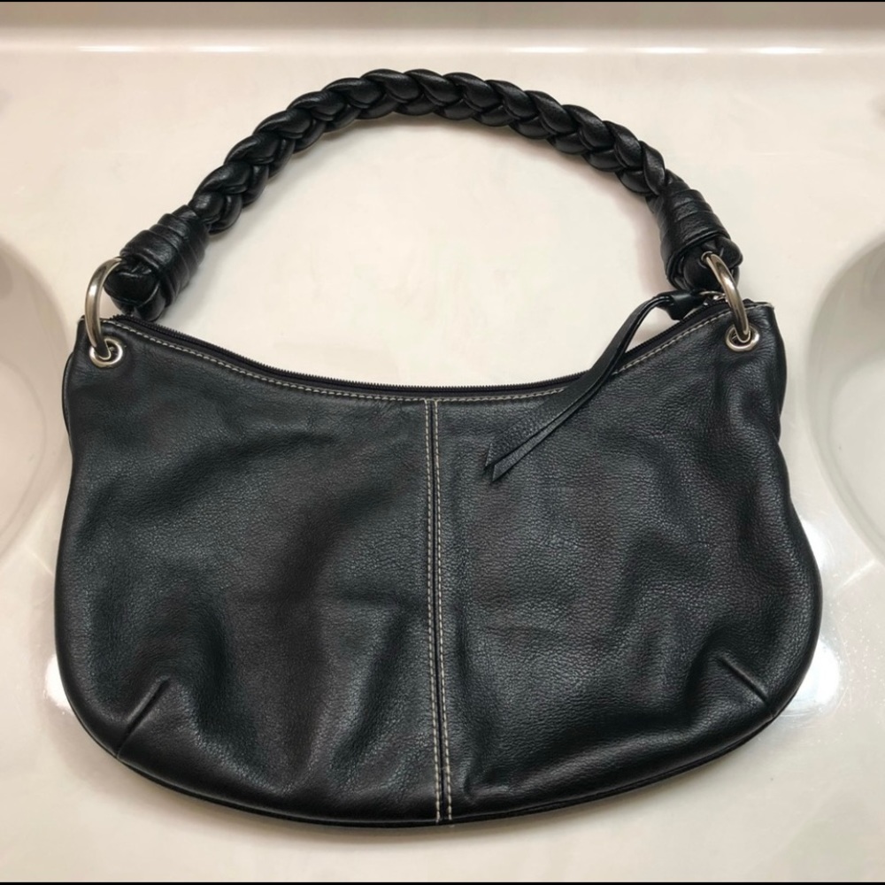 Lauren Ralph Lauren black braided rope hobo purse